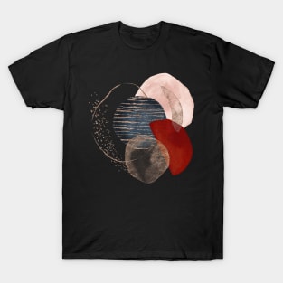 Modern Abstract Blush, Terracotta, Rose Gold and Navy Blue T-Shirt